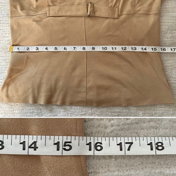 Max Studio Golden Yellow Womens Sleeveless Top Sz M Microfiber Faux Suede - Picture 8 of 12